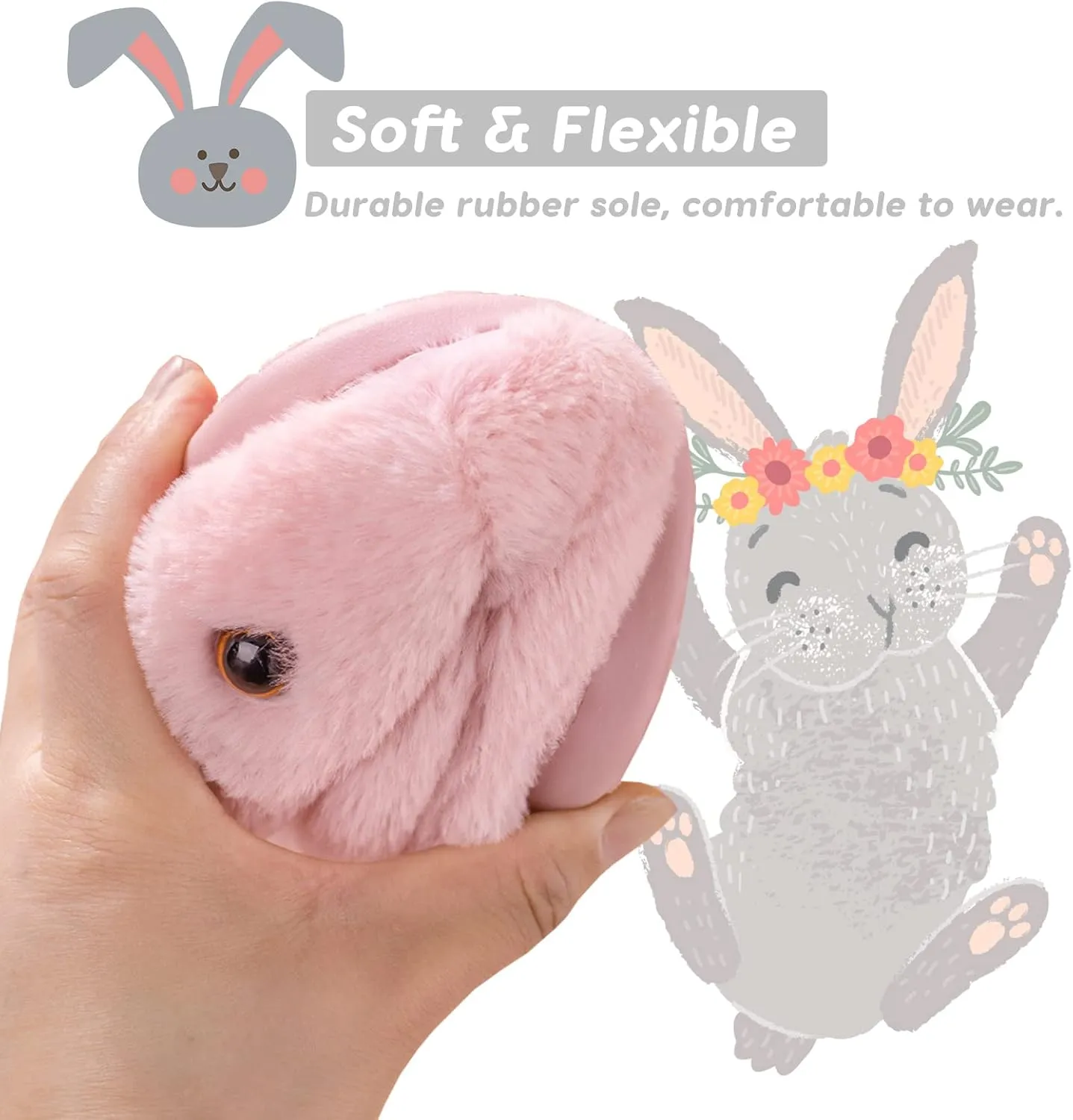 Toddler Bunny Slippers for Girls Boys Warm Plush Cute Rabbit Slippers Cozy House Slippers Indoor Outdoor for Kids Children