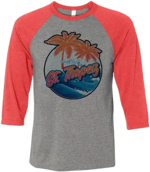 Tropical St. Tropez Three-Quarter Raglan Sleeve Baseball Shirt Unisex