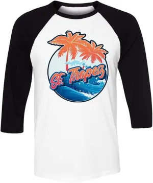 Tropical St. Tropez Three-Quarter Raglan Sleeve Baseball Shirt Unisex
