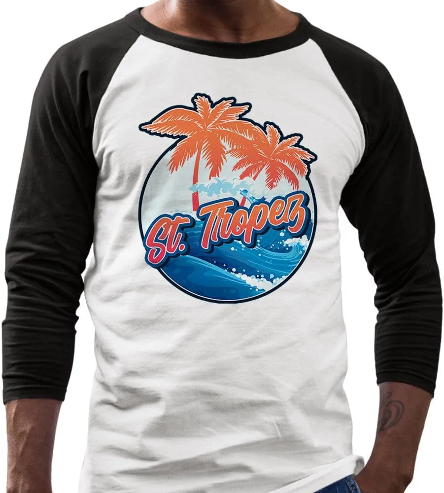 Tropical St. Tropez Three-Quarter Raglan Sleeve Baseball Shirt Unisex