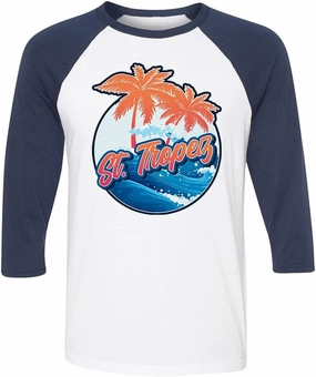 Tropical St. Tropez Three-Quarter Raglan Sleeve Baseball Shirt Unisex
