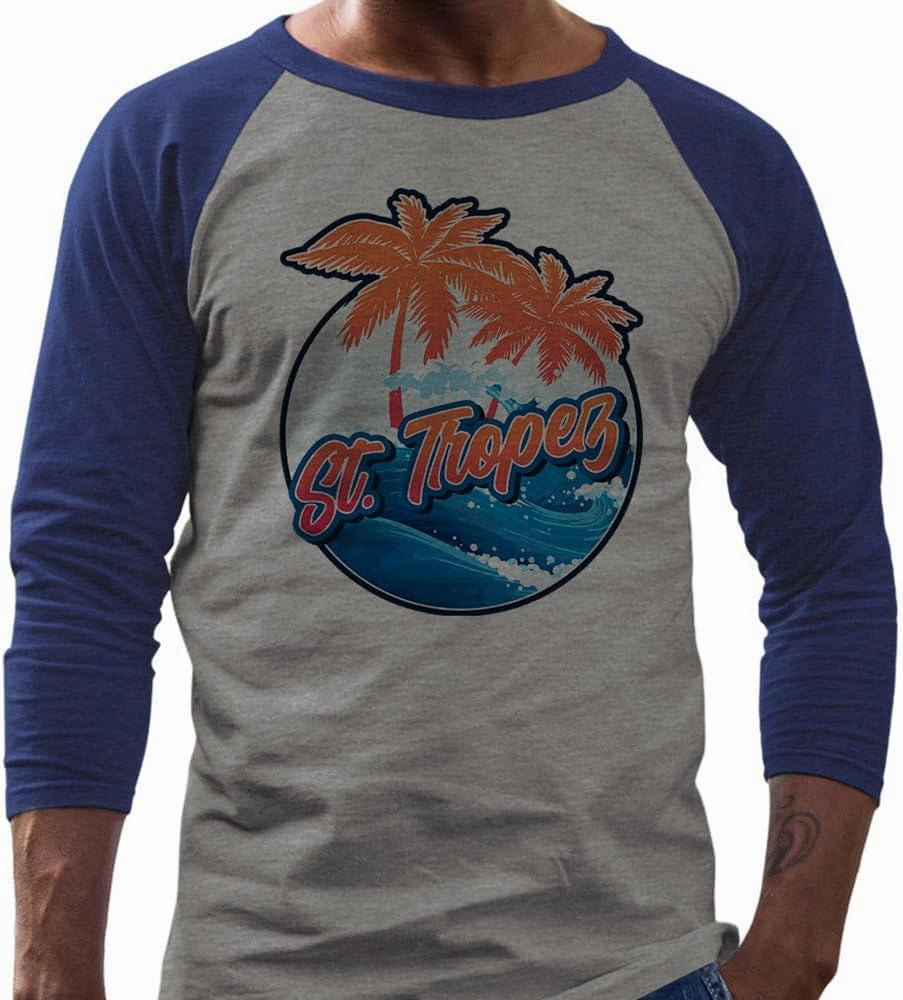 Tropical St. Tropez Three-Quarter Raglan Sleeve Baseball Shirt Unisex