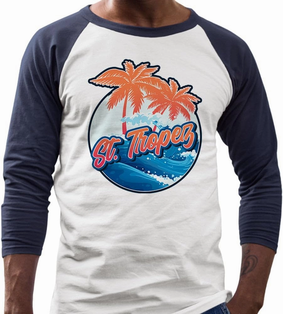 Tropical St. Tropez Three-Quarter Raglan Sleeve Baseball Shirt Unisex