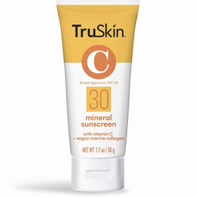 TruSkin Mineral Sunscreen SPF 30 – Broad Spectrum Mineral Sunscreen for Face with Zinc Oxide, Vitamin C & Vegan Marine Collagen – Lightweight SPF for Sensitive Skin, 1.7 fl oz