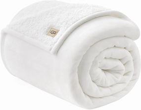 UGG Ariana Twin/Twin XL Blanket Fleece Fluffy Reversible Soft Fuzzy Bedding Cozy Big Plush Warm Oversized Blanket Machine Washable Bedroom Decor for Dorm or Bed, 66-inch x 90-inch, White Snow