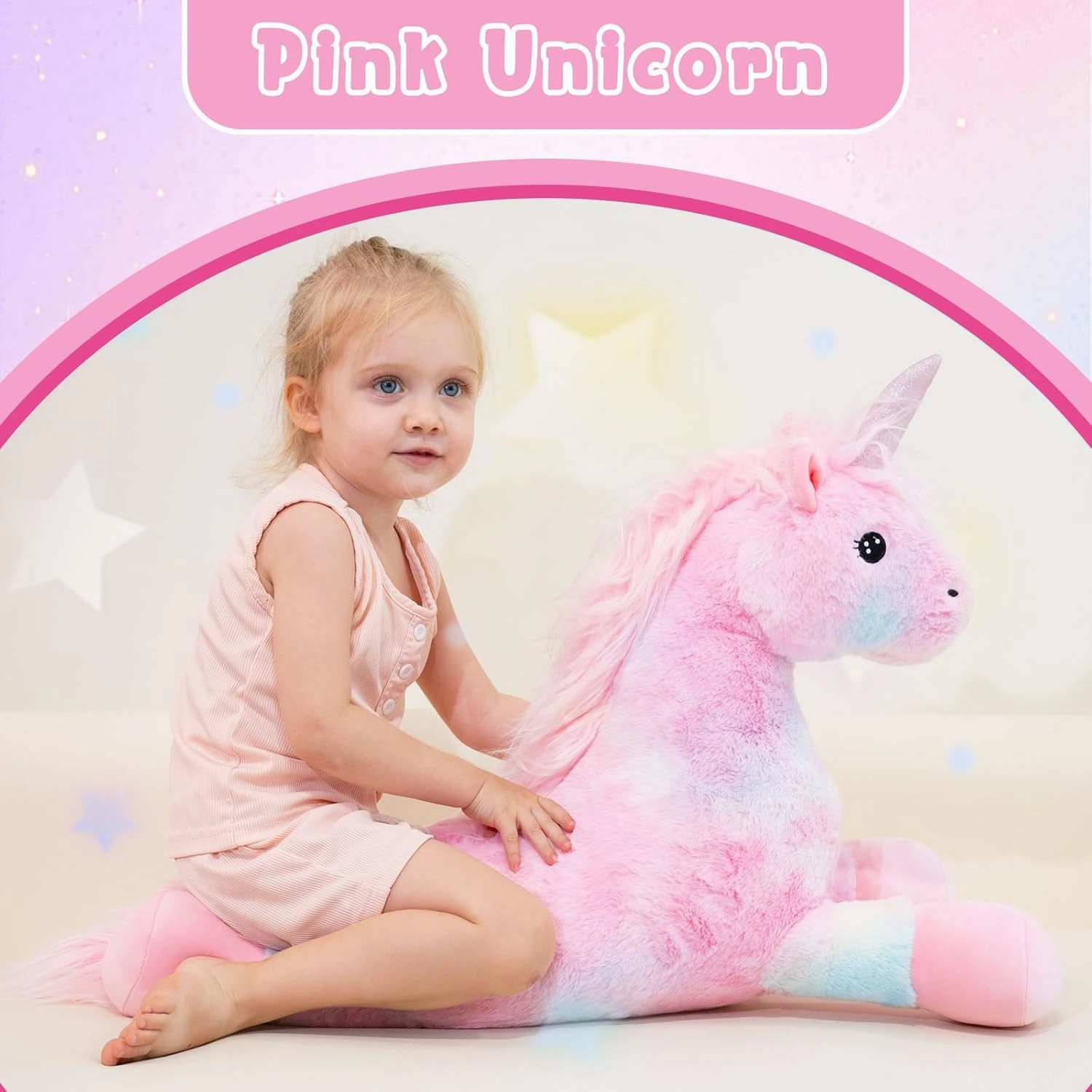 Unicorn Stuffed Animals 28 inch, Pink Stuffed Unicorn Plush, Cute Plush Unicorn Plushie Gift for Kids Girls, Birthday,Valentine,Christmas