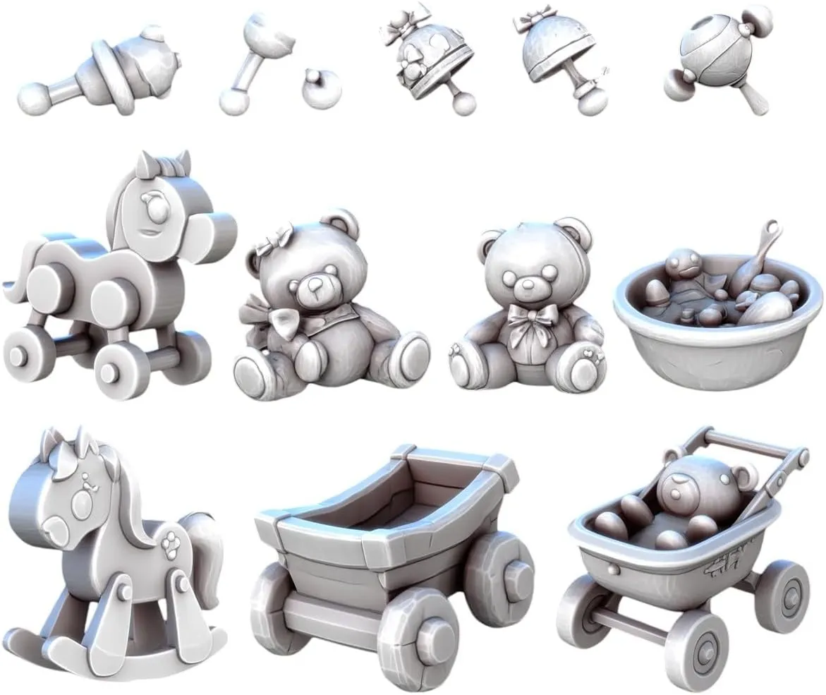 Unpainted DND Baby Toys Miniature Scenery, Tabletop Gaming Collectible, Fantasy World, Ideal Gift for Dungeon Masters and Collectors