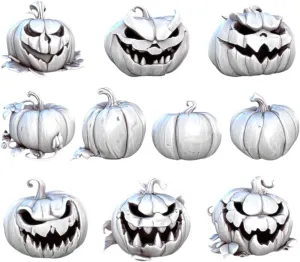 Unpainted DND Pumpkins Miniature Scenery, Tabletop Gaming Collectible, Fantasy World, Ideal Gift for Dungeon Masters and Collectors