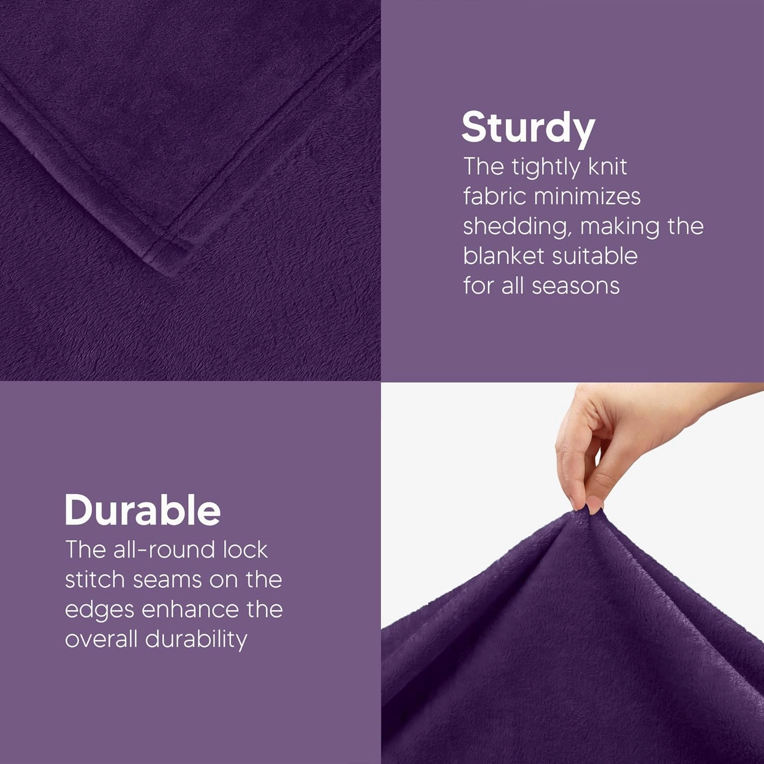 Utopia Bedding Fleece Blanket Queen Size Purple 300GSM Luxury Anti-Static Fuzzy Soft Microfiber Bed Blanket (90x90 Inch)