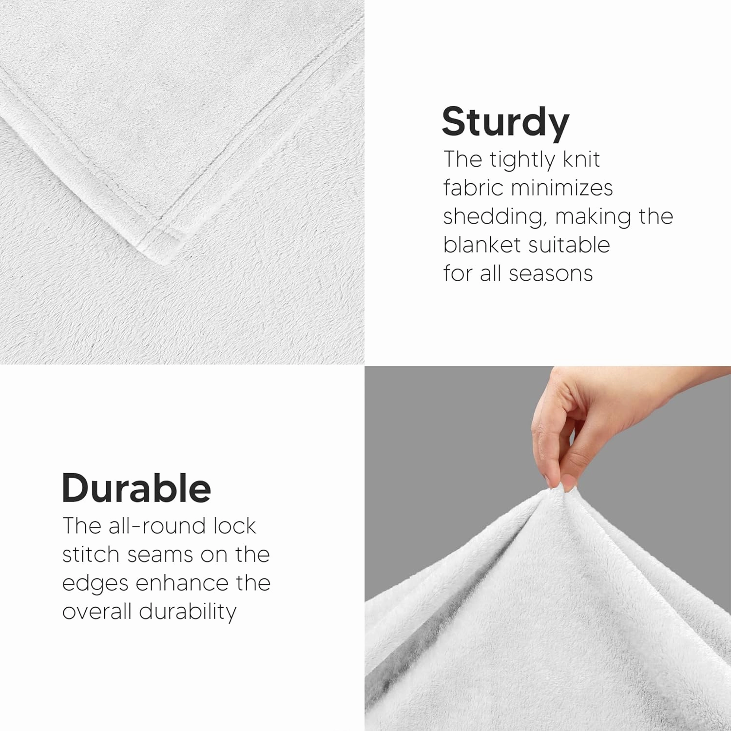 Utopia Bedding Fleece Blanket Queen Size White 300GSM Luxury Anti-Static Fuzzy Soft Microfiber Bed Blanket (90x90 Inch)