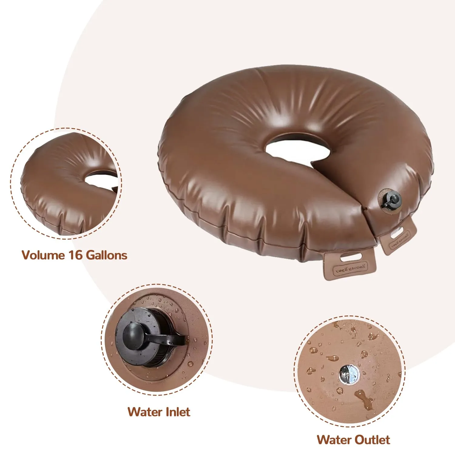 Vego garden 16 Gallon Tree Watering Bag/Ring, Extremely Heavy Duty PVC Planting Water Bag for Tree and Shrubs, Basic Water Saving Slow Release Root Water System for Tree Drip Irrigation-1 Pack