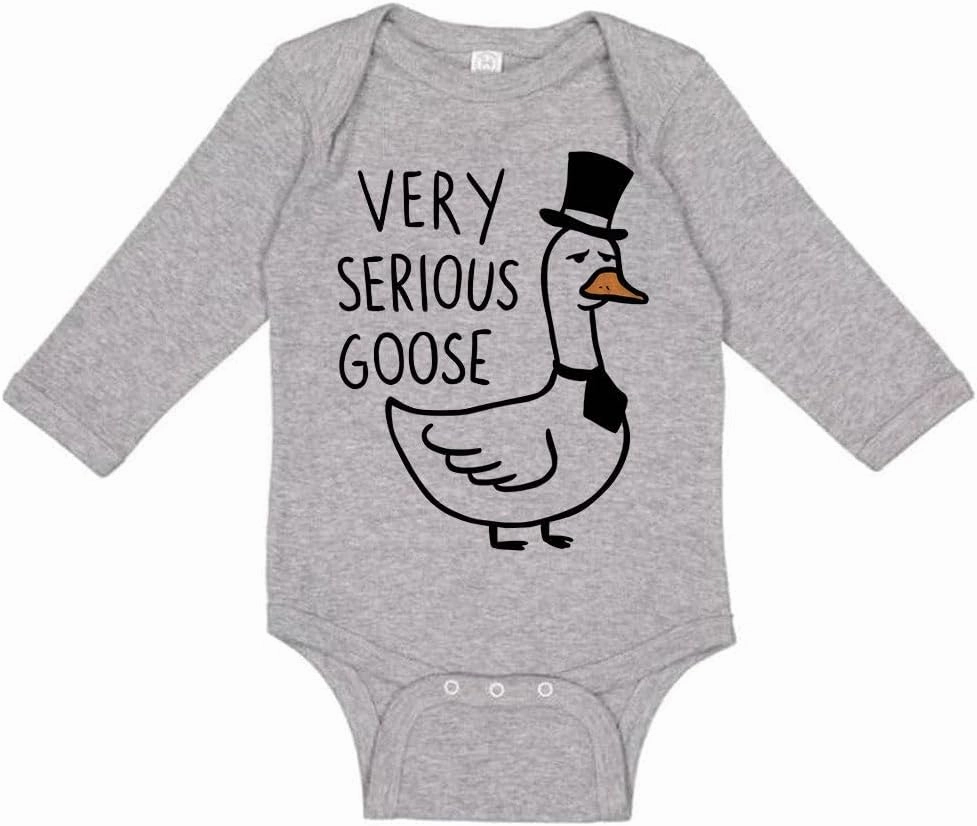 Very Serious Goose Long Sleeve Baby Infant Bodysuit