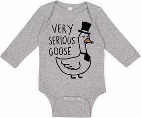 Very Serious Goose Long Sleeve Baby Infant Bodysuit