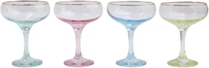 Vietri viva Rainbow Coupe Champagne Glass - 5.25", 6oz, Set of 4 - Italian Stem Glassware, Elegant Toasting Glass