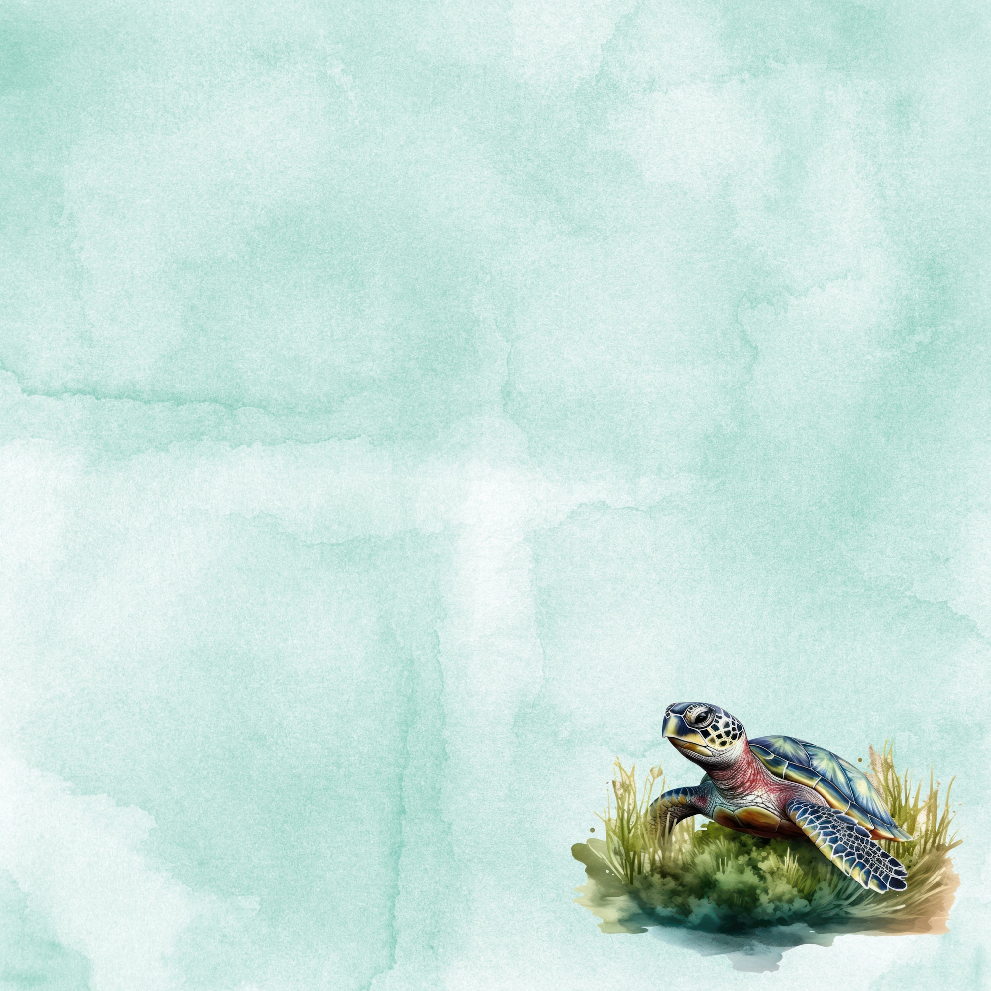 Watercolor Wildlife Collection Sea Turtle 12 x 12 Double-Sided Scrapbook Paper by SSC Designs