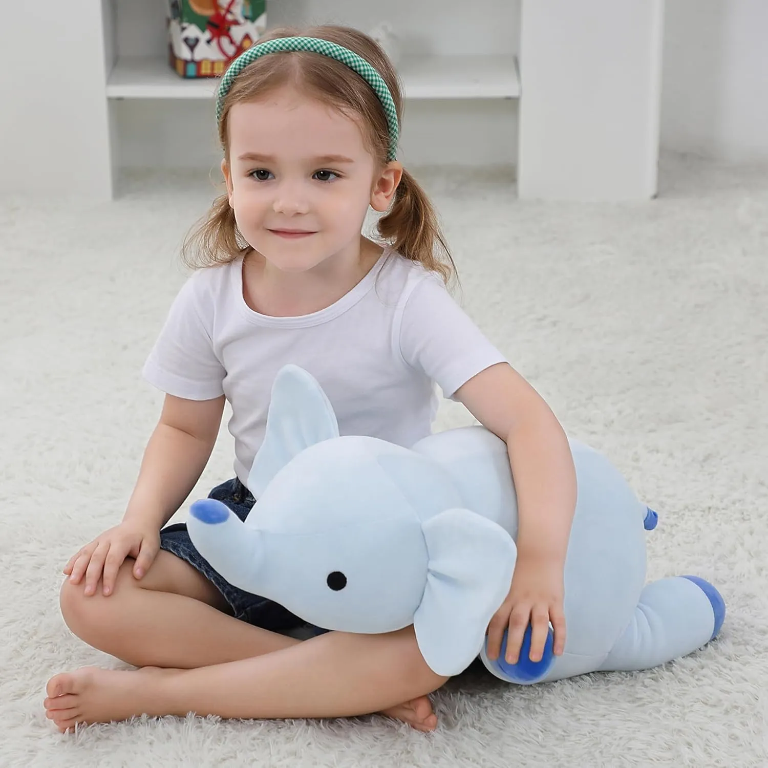 Weighted Stuffed Animals, 4.2Lb Weighted Elephant Plush, 24in Giant Elephant Throw Pillow Soft Plushie Doll Toy Gifts