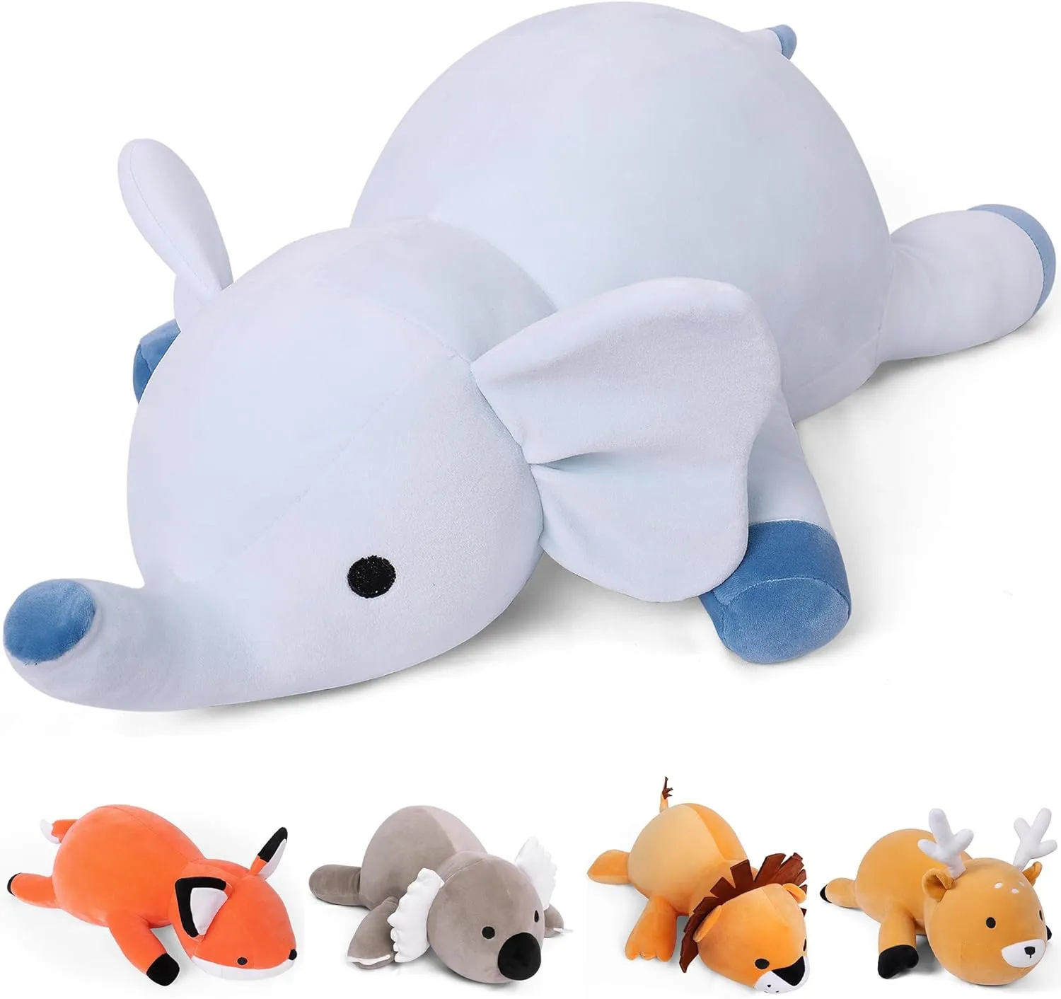Weighted Stuffed Animals, 4.2Lb Weighted Elephant Plush, 24in Giant Elephant Throw Pillow Soft Plushie Doll Toy Gifts