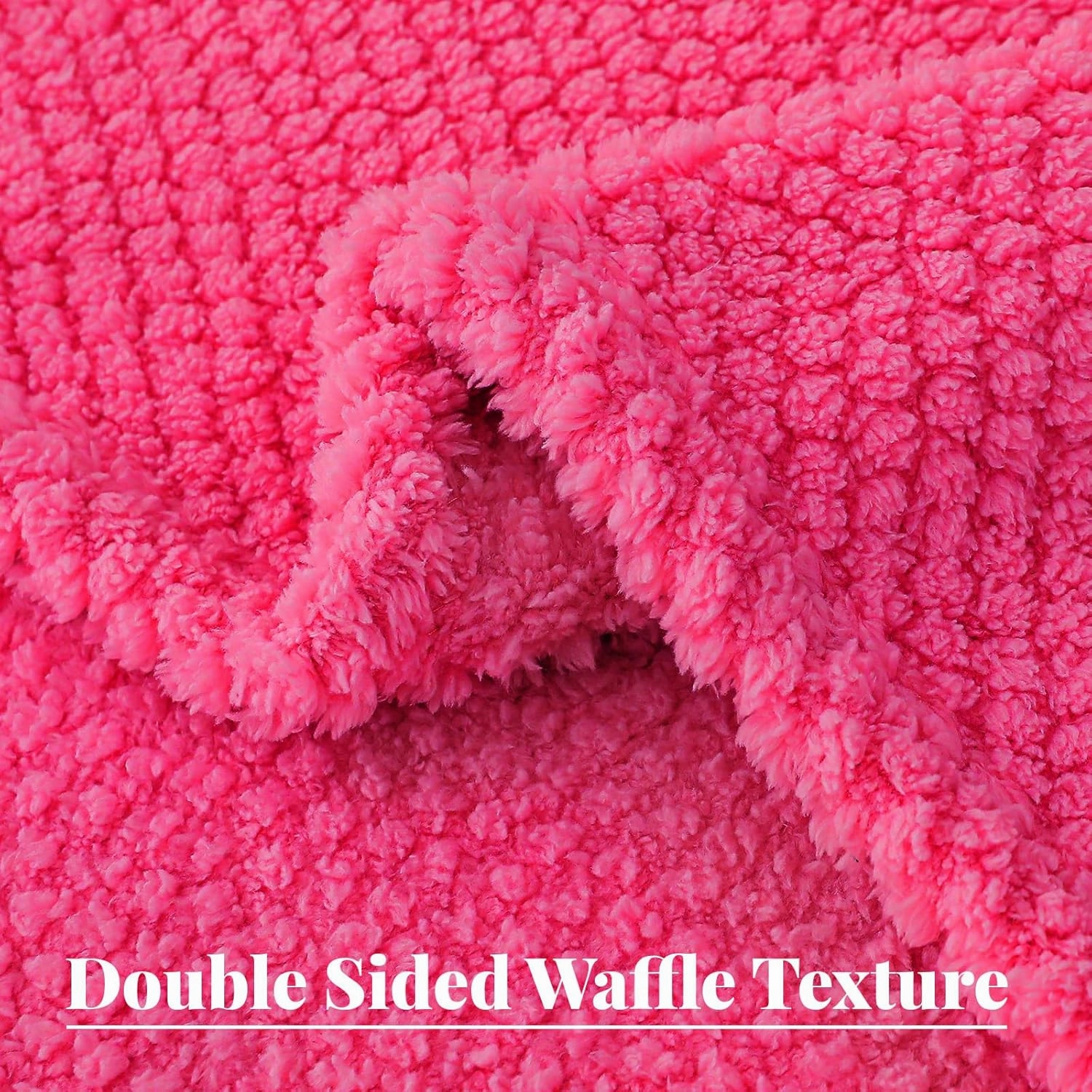 Whale Flotilla Queen Size Fuzzy Fleece Blanket for Bed, 90x90 Inch Fluffy Warm Soft Jacquard Blankets for All Season, Lightweight and Cozy, Hot Pink