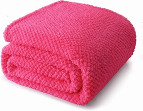 Whale Flotilla Queen Size Fuzzy Fleece Blanket for Bed, 90x90 Inch Fluffy Warm Soft Jacquard Blankets for All Season, Lightweight and Cozy, Hot Pink