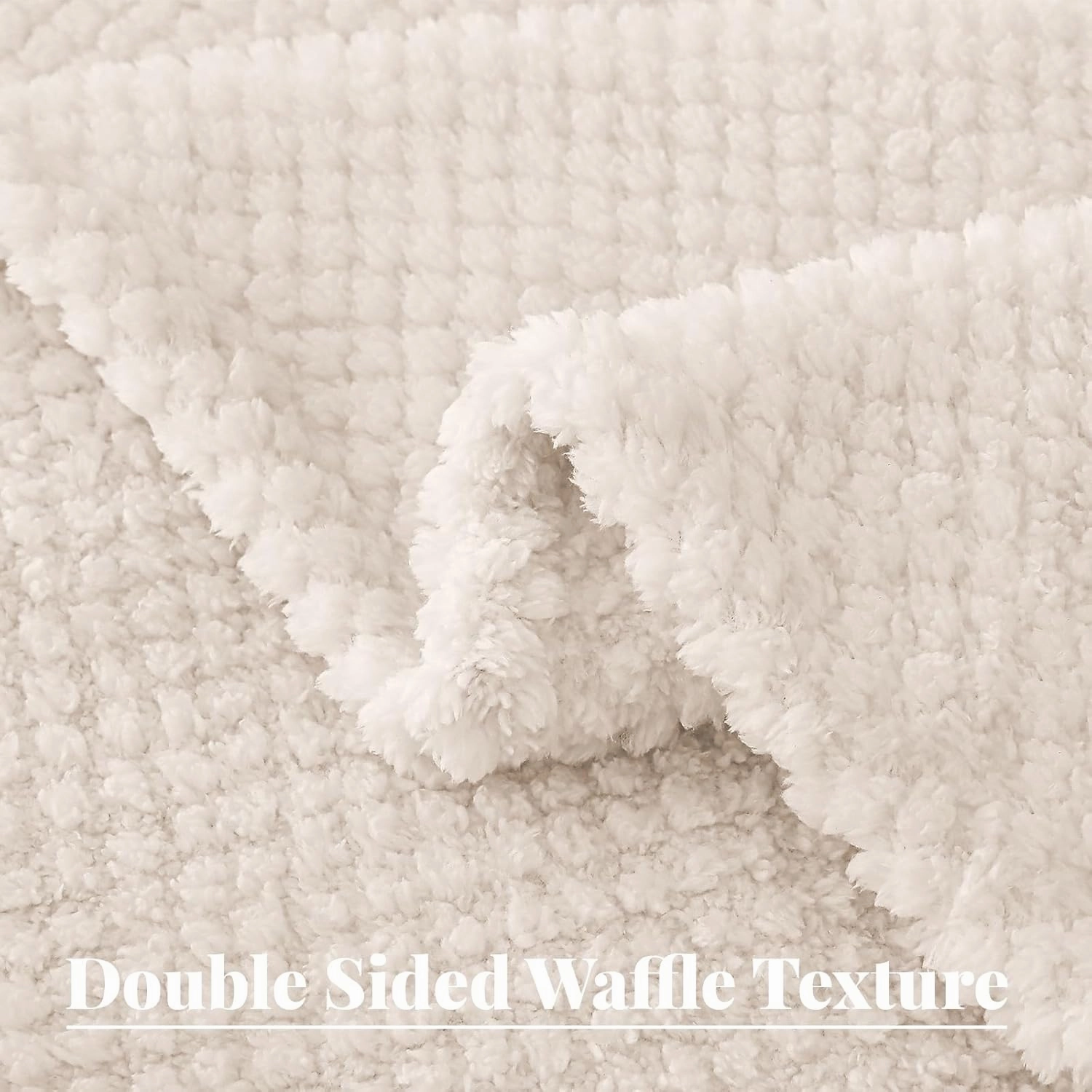 Whale Flotilla Queen Size Fuzzy Fleece Blanket for Bed, 90x90 Inch Fluffy Warm Soft Jacquard Blankets for All Season, Lightweight and Cozy, Ivory