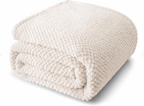 Whale Flotilla Queen Size Fuzzy Fleece Blanket for Bed, 90x90 Inch Fluffy Warm Soft Jacquard Blankets for All Season, Lightweight and Cozy, Ivory