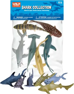 Wild Republic Shark Polybag, Educational Toys, Kids Gifts, Aquatic, Zoo Animals, Shark Toys, 6-Pieces