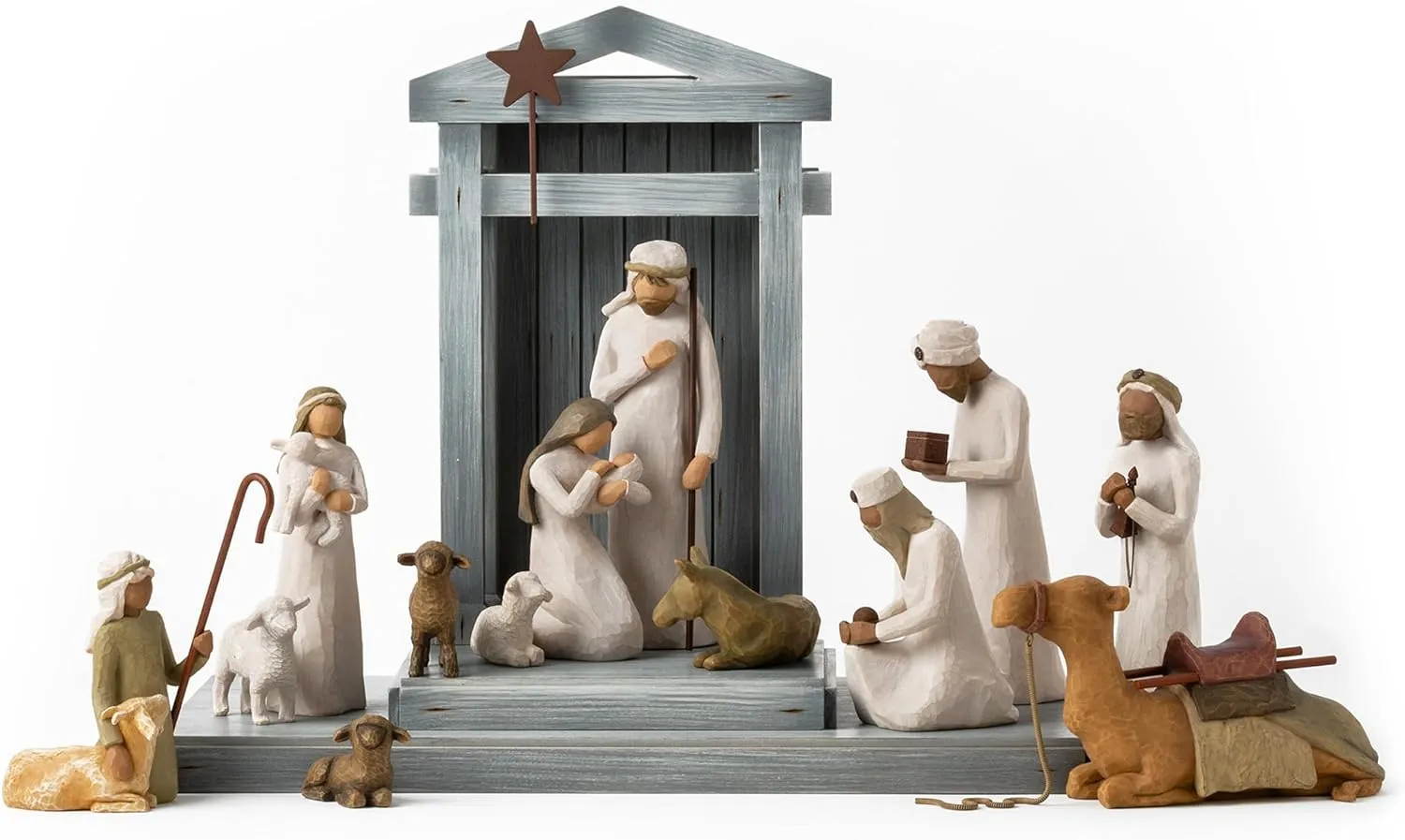 Willow Tree Nativity Deluxe Plus The Three Wise Men and Camel, 14-Piece Set