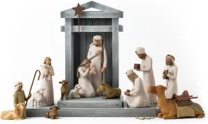 Willow Tree Nativity Deluxe Plus The Three Wise Men and Camel, 14-Piece Set
