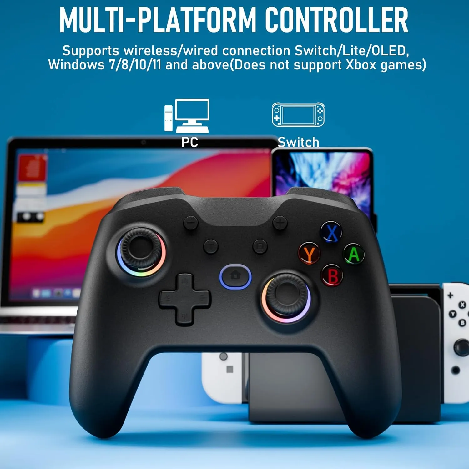 Wireless Switch Controller for Switch/Lite/OLED Controller, Switch Controller with a Mouse Touch Feeling on Back Buttons, Extra Switch Pro Controller with Wake-up,Programmable, Turbo Function