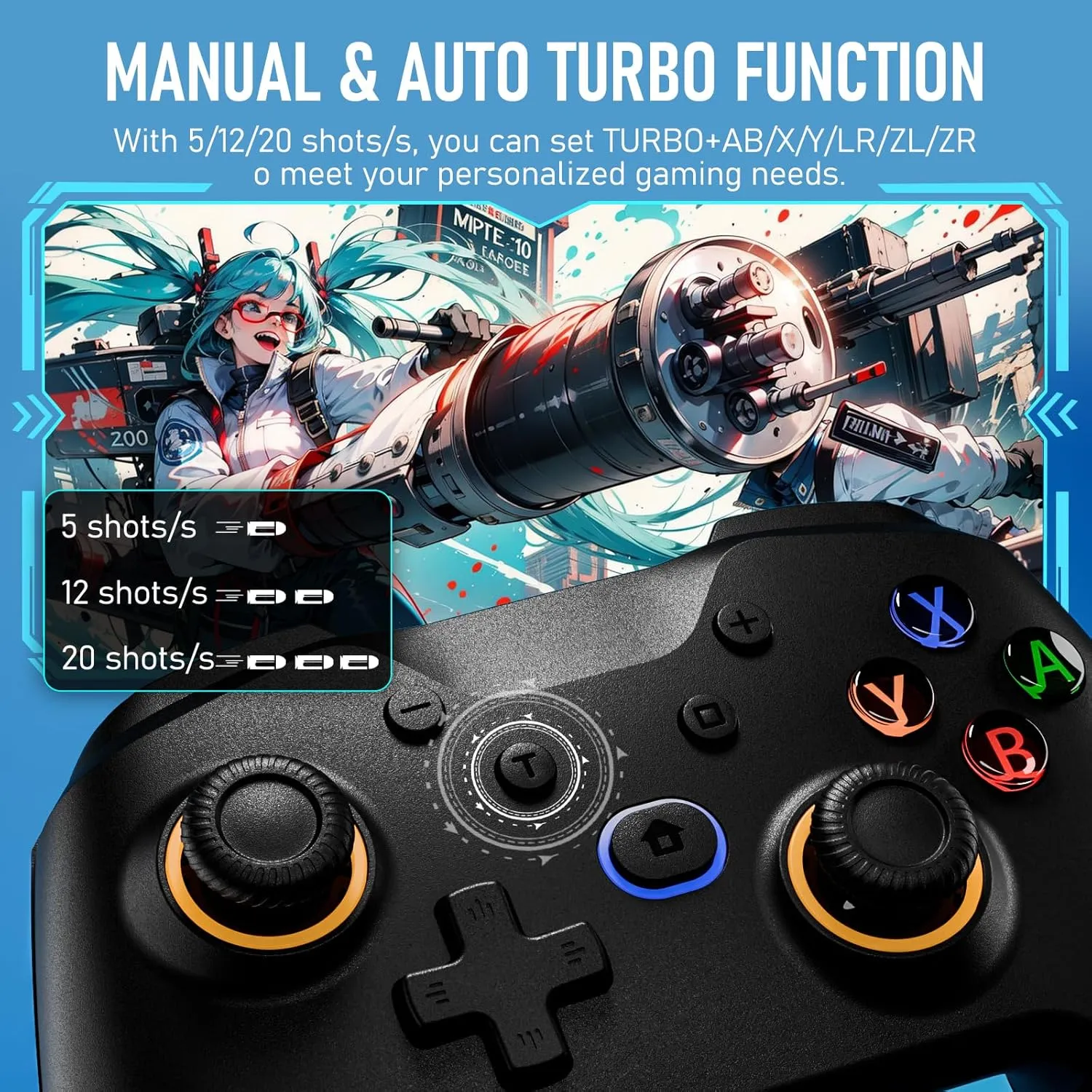 Wireless Switch Controller for Switch/Lite/OLED Controller, Switch Controller with a Mouse Touch Feeling on Back Buttons, Extra Switch Pro Controller with Wake-up,Programmable, Turbo Function