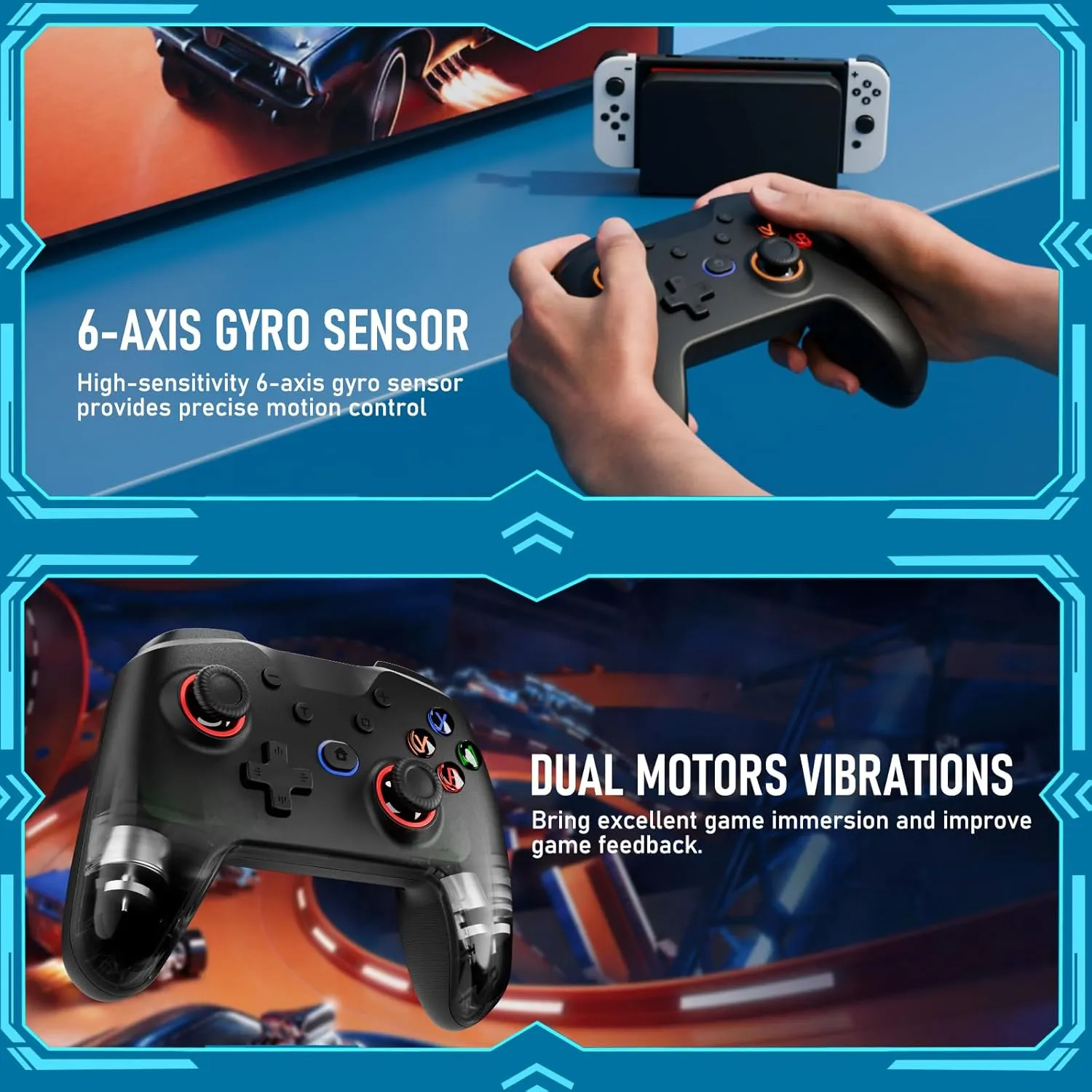Wireless Switch Controller for Switch/Lite/OLED Controller, Switch Controller with a Mouse Touch Feeling on Back Buttons, Extra Switch Pro Controller with Wake-up,Programmable, Turbo Function