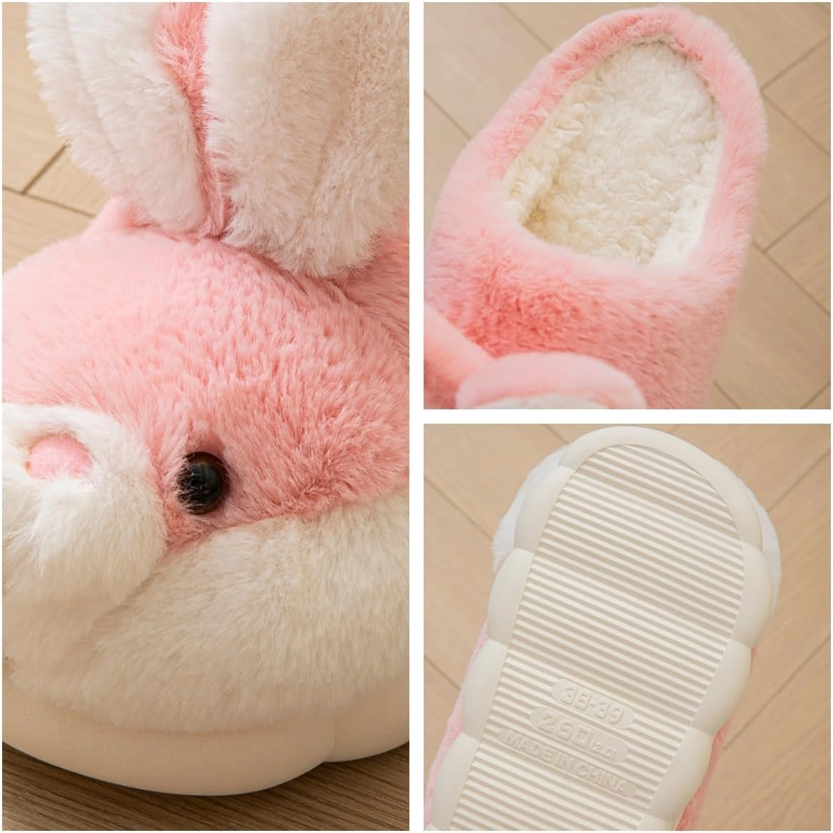 Women's Cute Animal Bunny Slippers - Soft, Cosy Furry House Slippers for Warm Winter Indoor Use