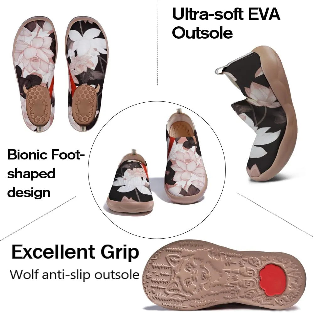 Women's Sneakers Lightweight Slip On Knitted Shoes Art Painted Travel Walking Loafers