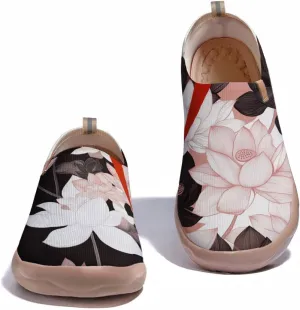 Women's Sneakers Lightweight Slip On Knitted Shoes Art Painted Travel Walking Loafers