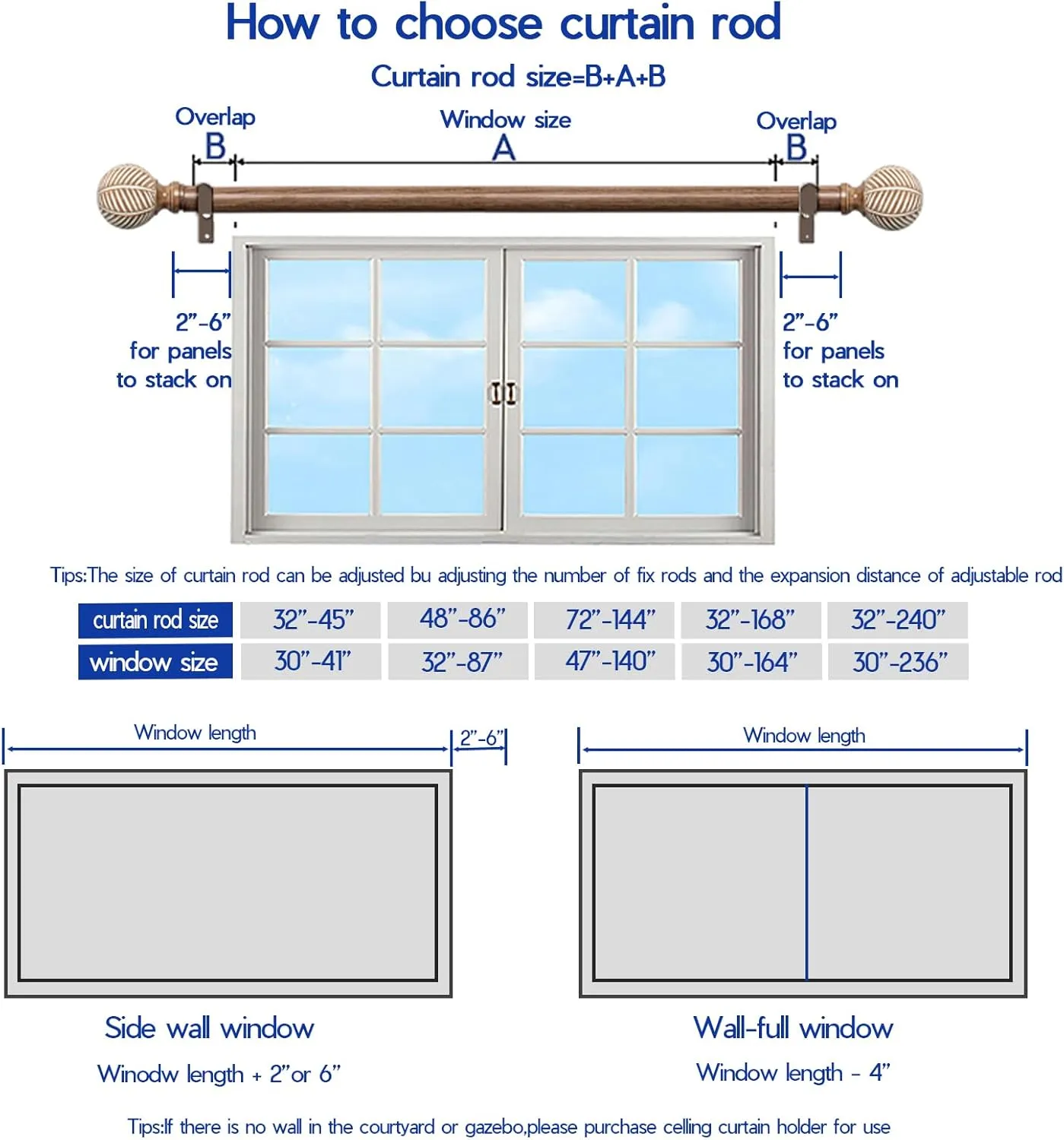 Wood Curtain Rods for Windows: 1 Inch Diameter Adjustable Drapery Rods 48" to 86", Decorative Window Curtain Rods with Imitation Wood Grain Leaf Pattern Finials,Heavy Duty Single Curtain Rods for