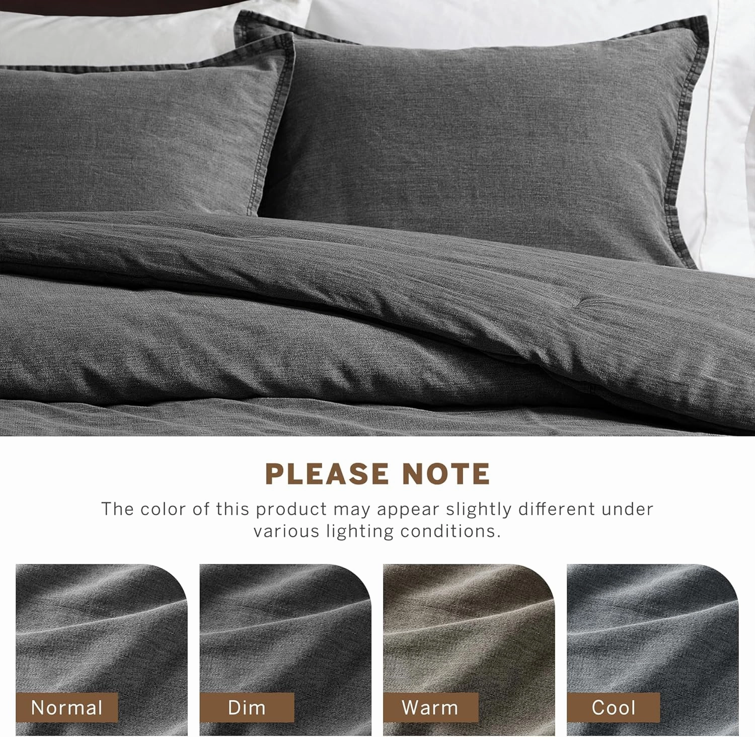 Woolrich King Comforter Set Cotton Stone Washed, Oversized Comforters King Size Bed, All Season Down Alternative Overfilled King Size Comforter, McKenzie, King/Cal King Grey 3 Piece