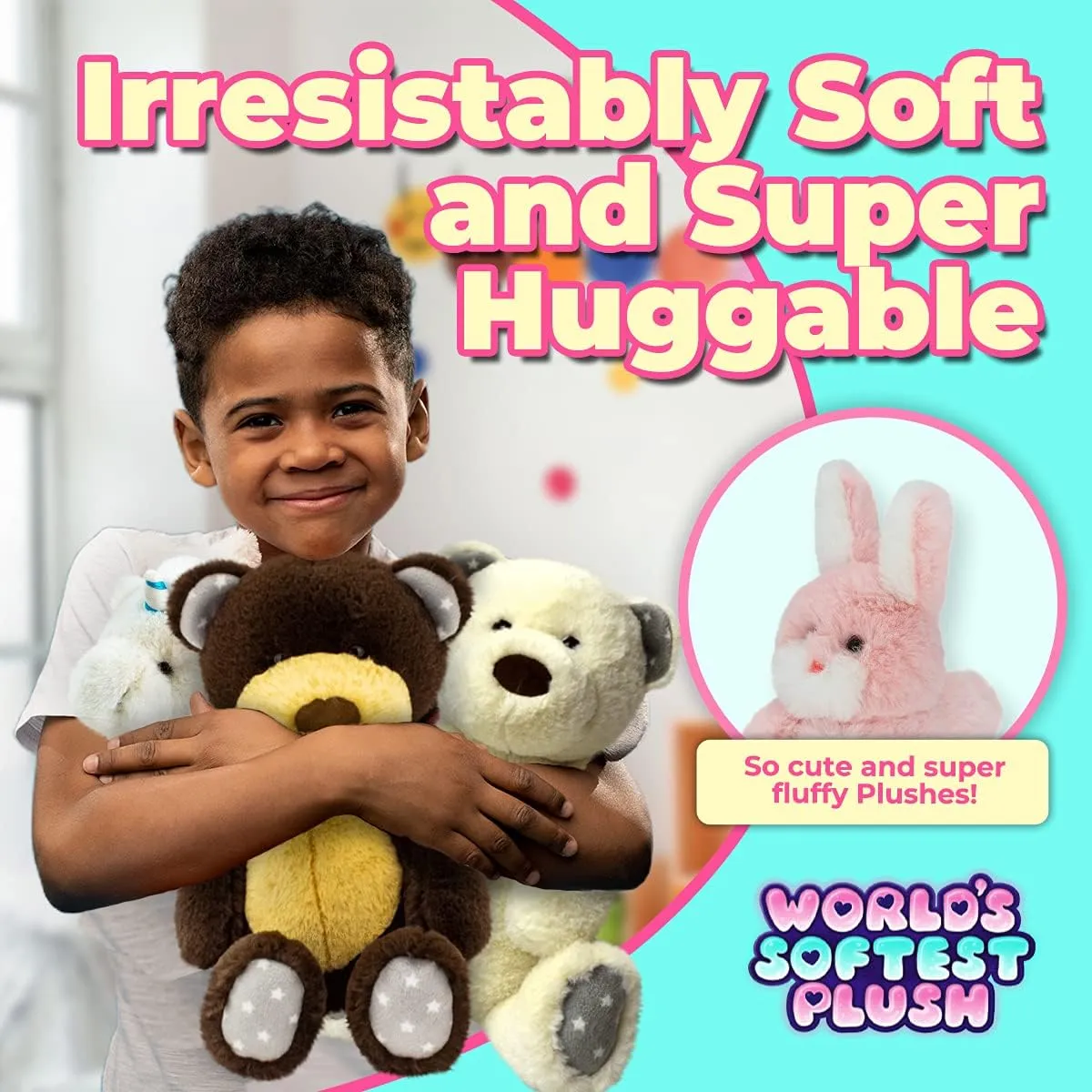 World's Softest Plush Stuffed Animals for Girls and Boys - 3 Pack 5 Inch Stuff Animals Plush Toy - Bunny, Elephant, Teddy Bear Plushie - Made from Kid-Friendly, Quality Material
