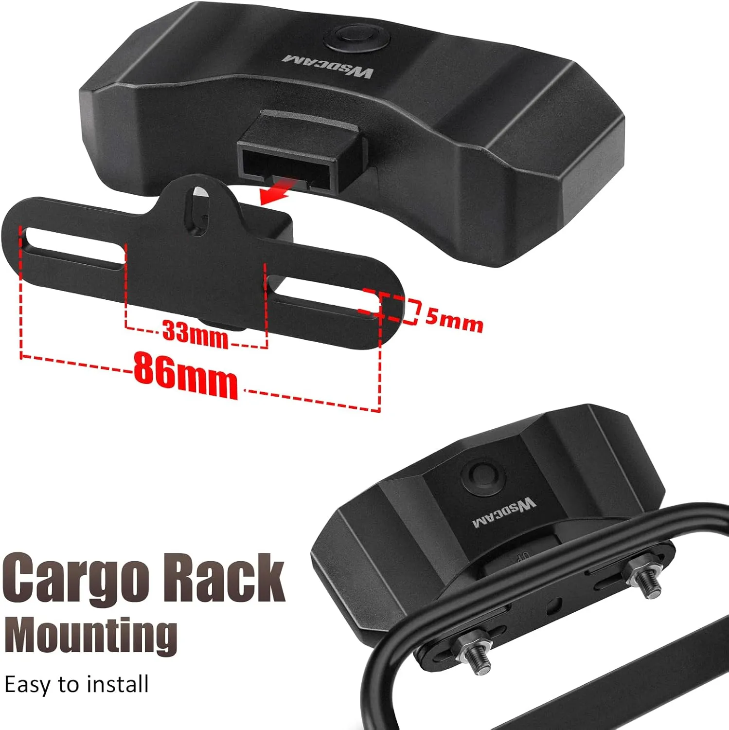 WSDCAM Bike Cargo Rack Tail Light with Turn Signals and Brake Light, Wireless Bike Horn Alarm, Auto On/Off USB C Rechargeable Bicycle Tail Light Rear Rack Bike Light Turn Signal Lights for Road Safety