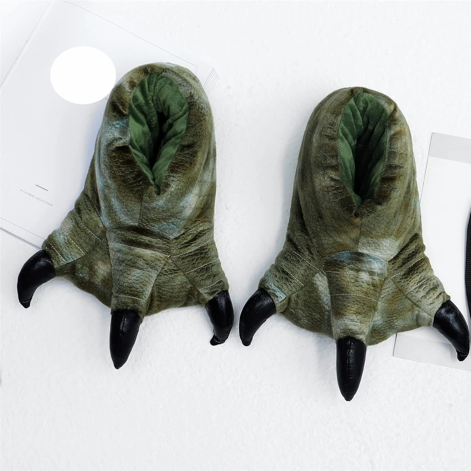YESBOR Men's Cute Plush Paw Claw House Slippers Halloween Furry Animal Cosplay Costume Shoes
