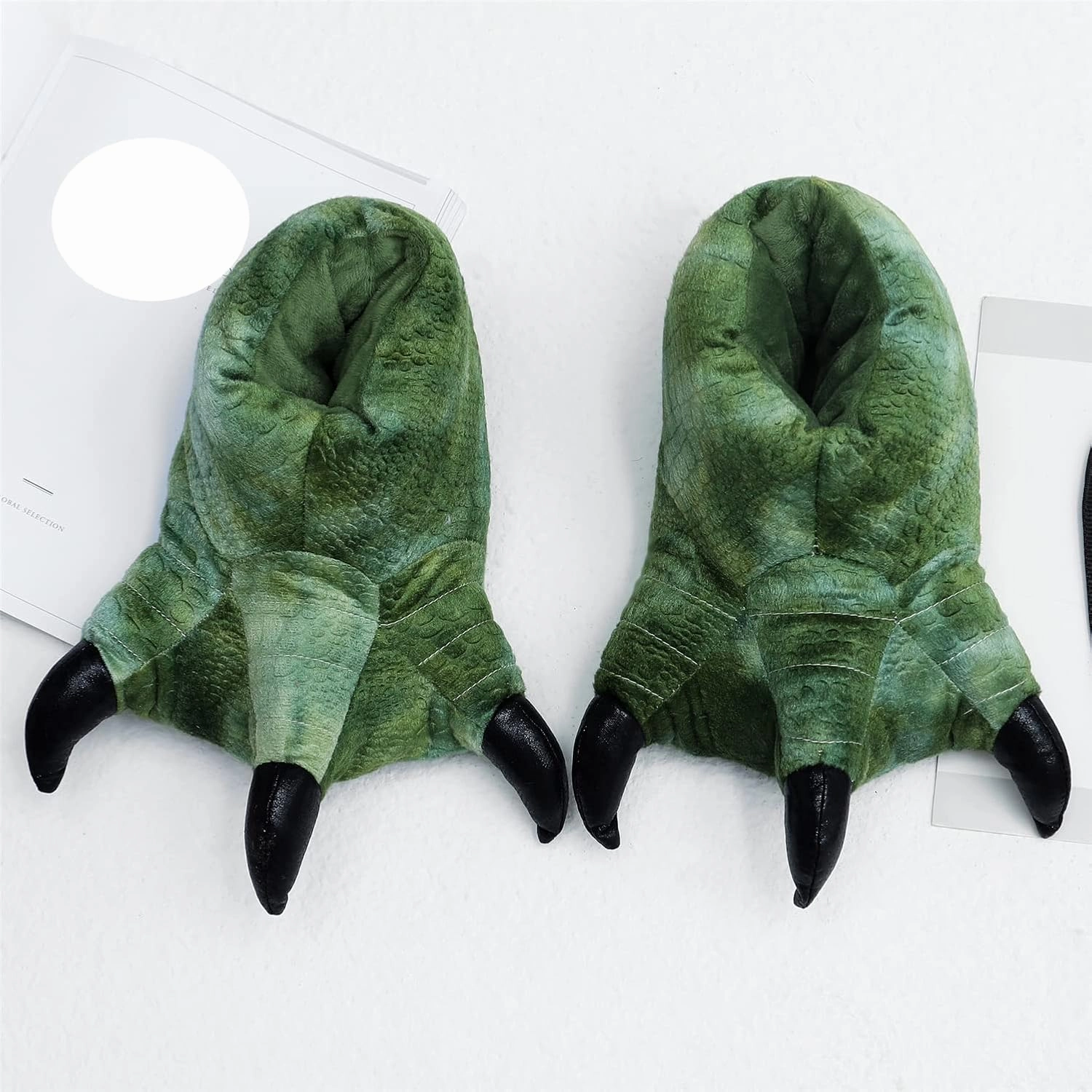YESBOR Men's Cute Plush Paw Claw House Slippers Halloween Furry Animal Cosplay Costume Shoes