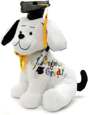 YMCtoys - Graduation Autograph Stuffed Dog - Words : Congrats Grad! (10.5inches)
