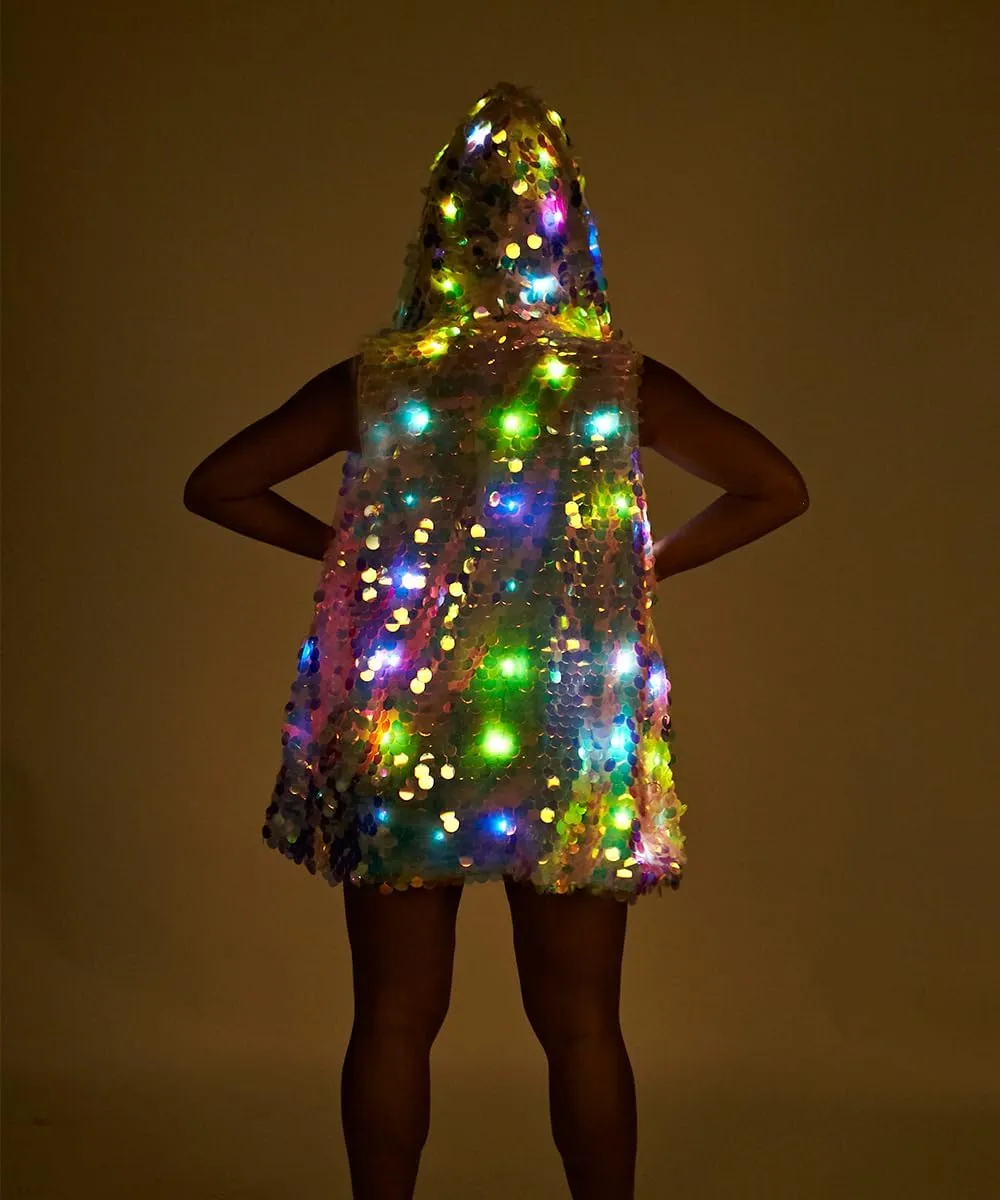 YONIYOWO Womens Sequin 15 Color LED Jacket Vest Outer Wear Fancy Dress Party Xmas Halloween Performence Costume