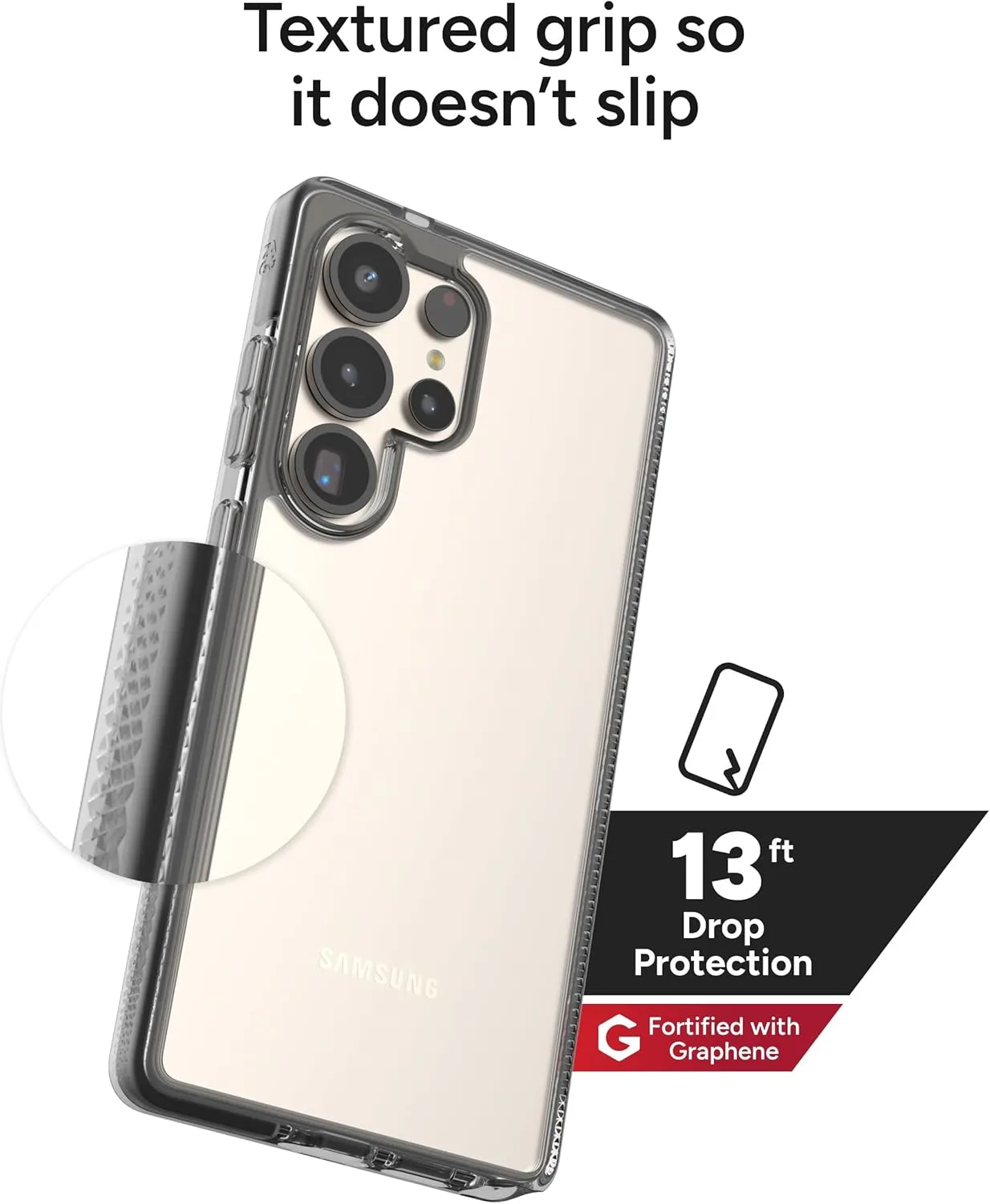 ZAGG Santa Cruz Samsung Galaxy S25 Ultra Case - Slim, 13ft Drop Protection, Wireless Charging Compatible, Graphene Strength, 70% Recycled Material, Anti-Scratch, Secure Grip, Black