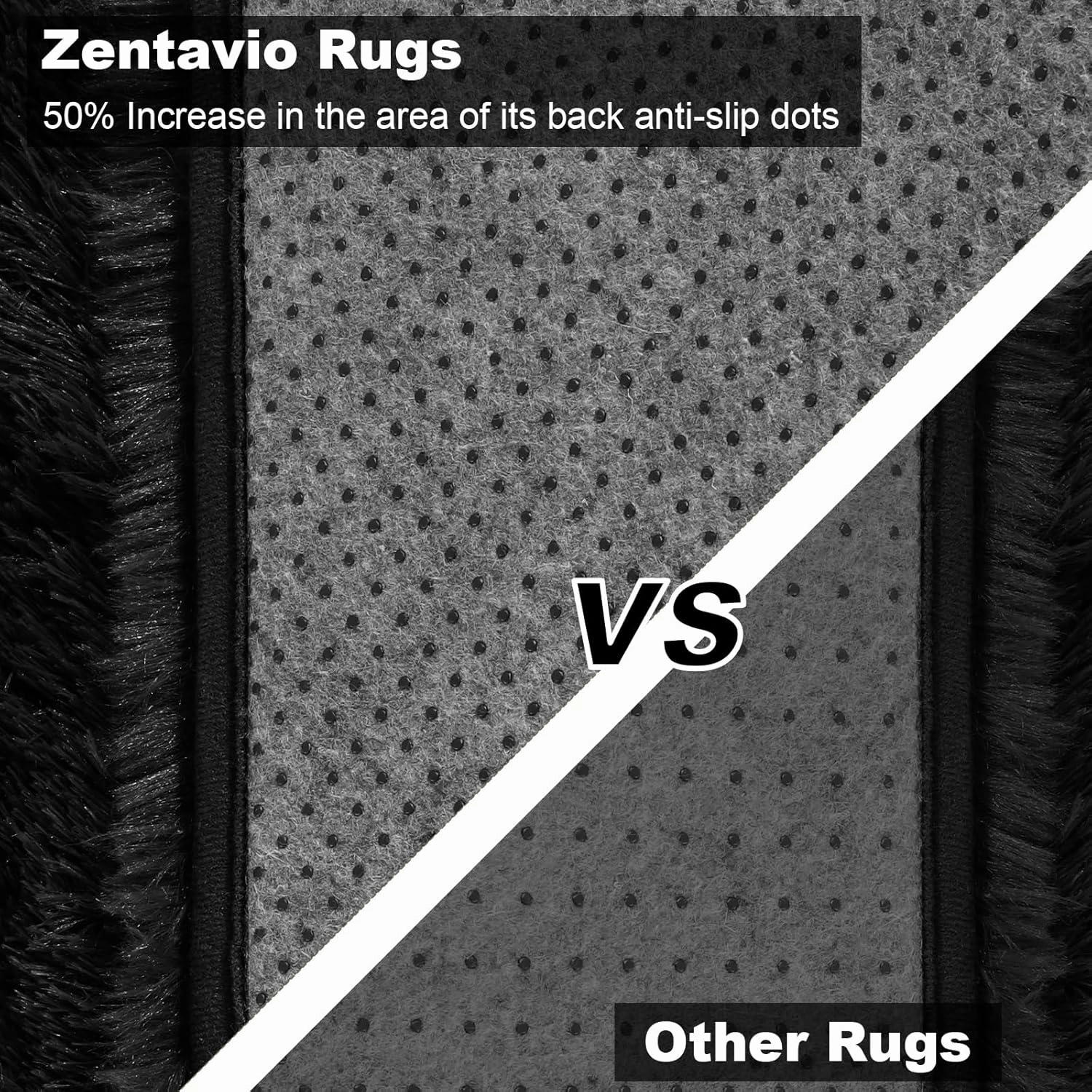 Zentavio Black Area Rugs for Living Room Bedroom 6x9 Large Men Room Carpet Fluffy Furry Shag Aesthetic Plush High Pile Floor Rug for Nursery Kids Room Dorm Home Decor