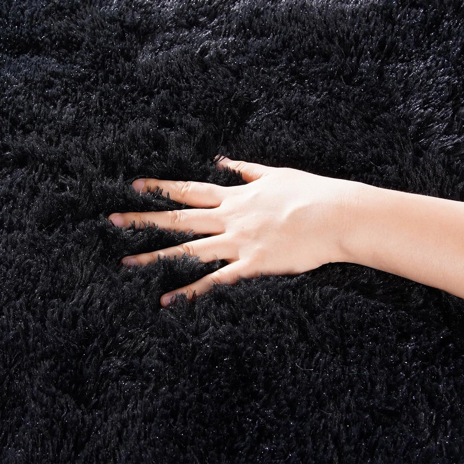 Zentavio Black Area Rugs for Living Room Bedroom 6x9 Large Men Room Carpet Fluffy Furry Shag Aesthetic Plush High Pile Floor Rug for Nursery Kids Room Dorm Home Decor