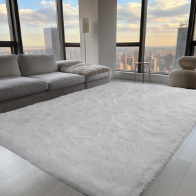 Zentavio White Area Rugs for Bedroom Soft Large Living Room Rugs 6x9 Fluffy Furry Shag Aesthetic Carpet Plush High Pile Floor Rug for Nursery Kids Room Dorm Home Decor