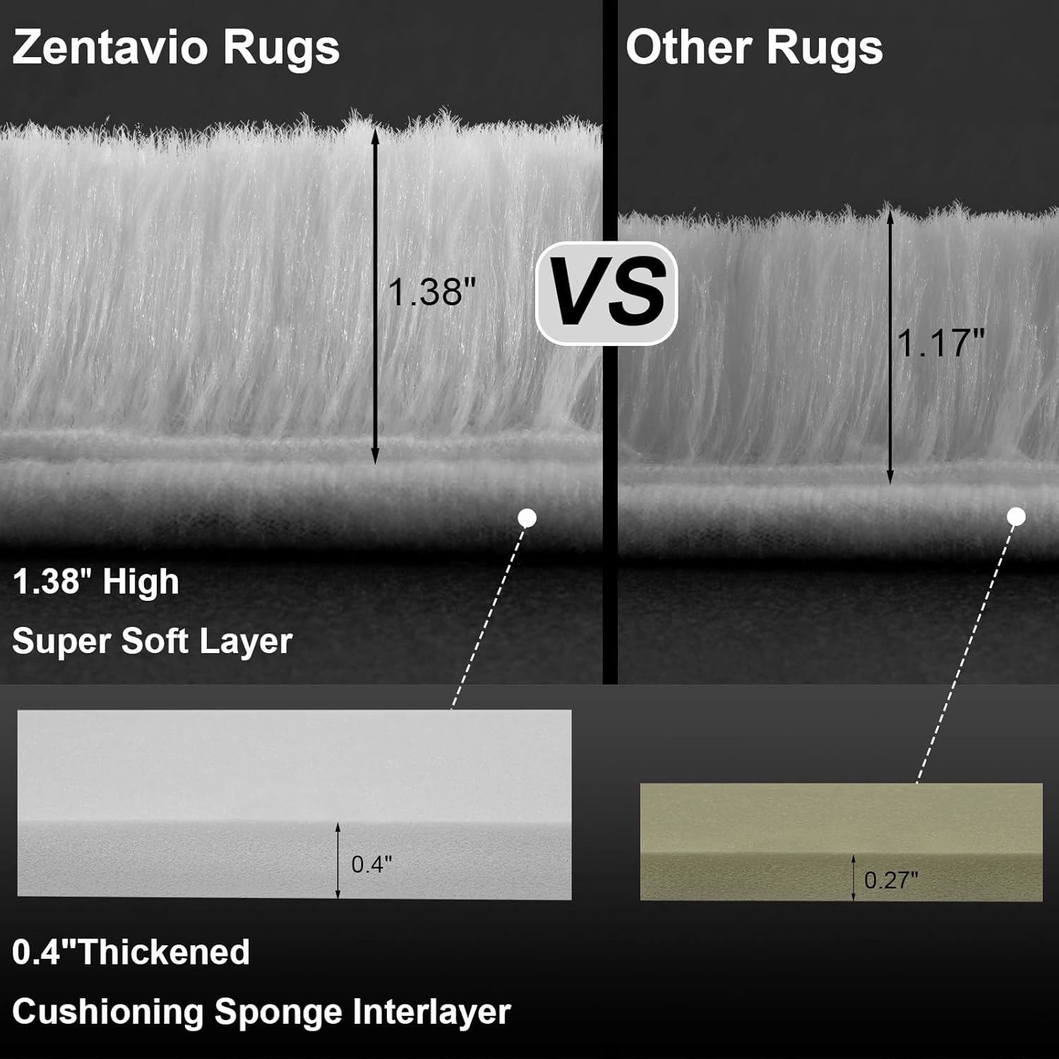 Zentavio White Area Rugs for Bedroom Soft Large Living Room Rugs 6x9 Fluffy Furry Shag Aesthetic Carpet Plush High Pile Floor Rug for Nursery Kids Room Dorm Home Decor