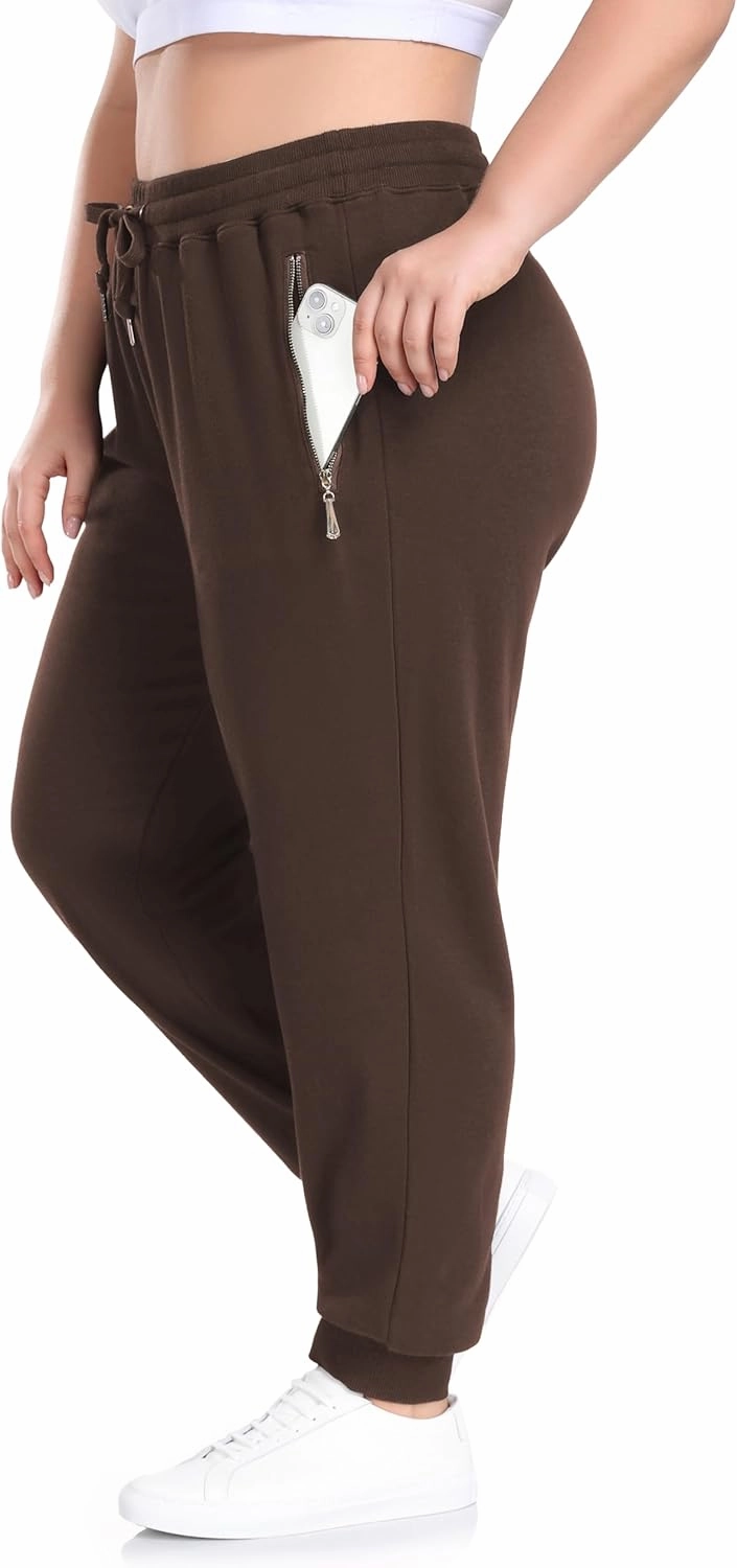 ZERDOCEAN Women's Plus Size Fleece Lined Sweatpants Casual Workout Athletic Joggers Zipper Pockets