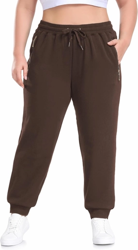 ZERDOCEAN Women's Plus Size Fleece Lined Sweatpants Casual Workout Athletic Joggers Zipper Pockets