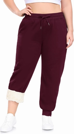 ZERDOCEAN Women's Plus Size Sherpa Fleece Lined Sweatpants Athletic Joggers Thermal Winter Warm Pants Drawstring